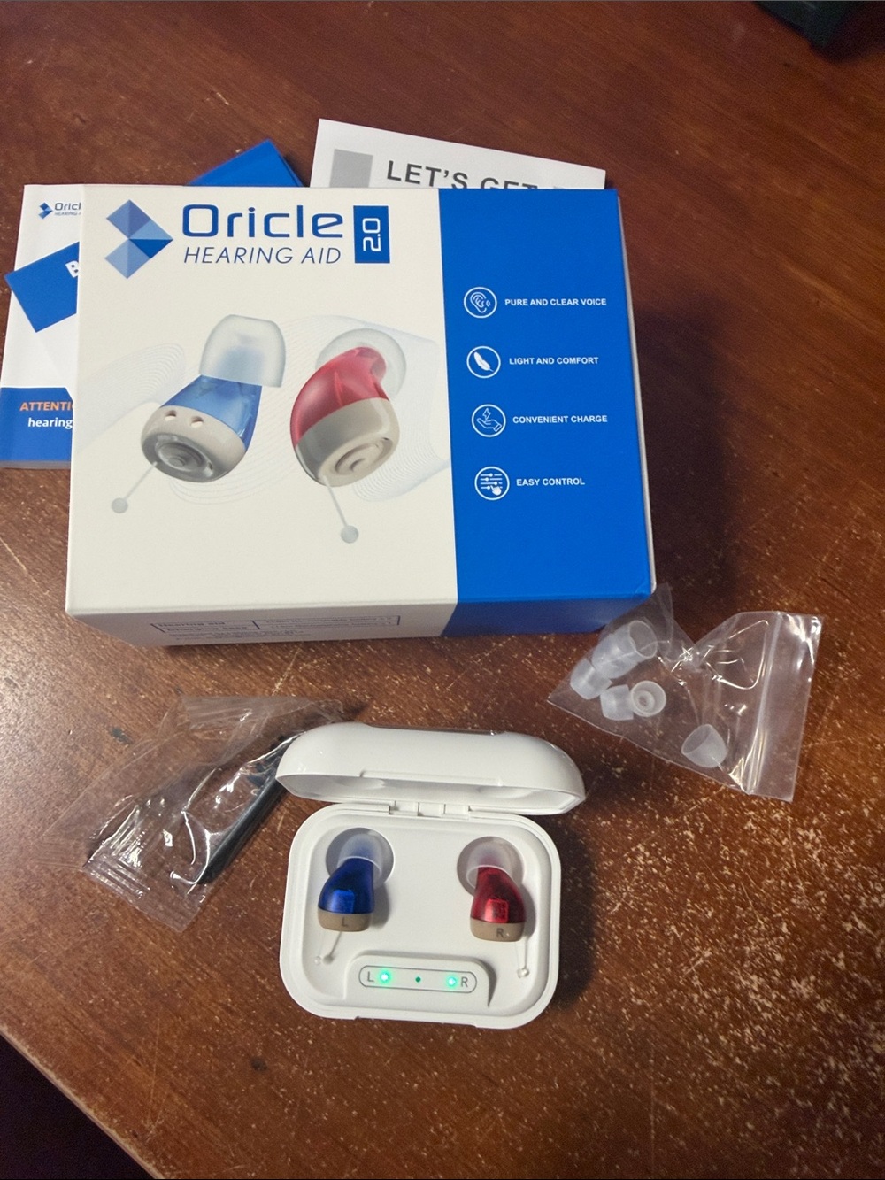 2.0 Rechargeable Hearing Aids - Blue & Red